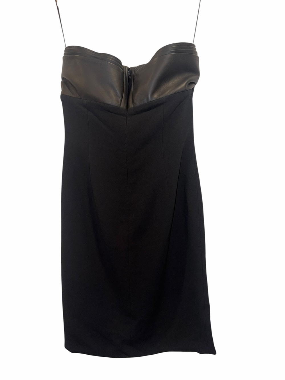 Brandon Maxwell Black Dress Leather Strapless 6 Cocktail Party Wedding Guest 🟡 - Picture 12 of 16